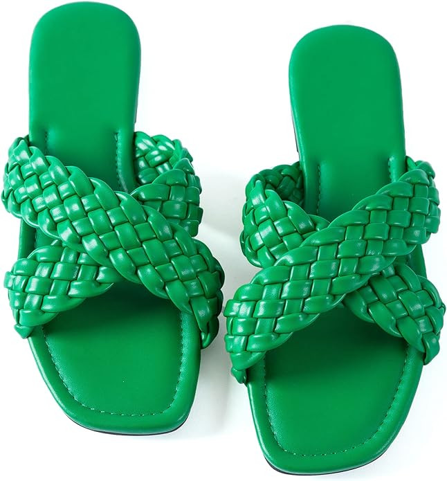 Mtzyoa Women Flat Sandals Braided Leather Crossover Nude Dressy Fashion Evening Party Wedding San... | Amazon (US)