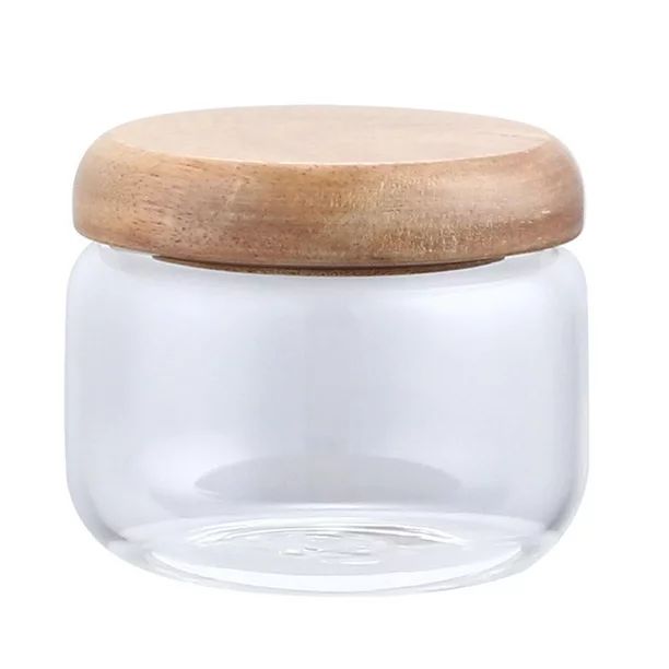 Small Glass Storage Jars with Wood Lids 10oz Container Orgnizer Clear for Kitchen Sealed Food Coo... | Walmart (US)