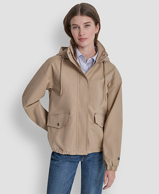 Women's Stand Collar Bomber Raincoat | Macy's