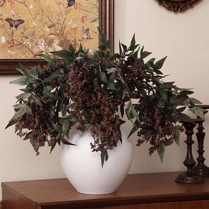 3 Pcs Artificial Berry Stems 35 Inch Brown Fall Decor | Amazon (US)