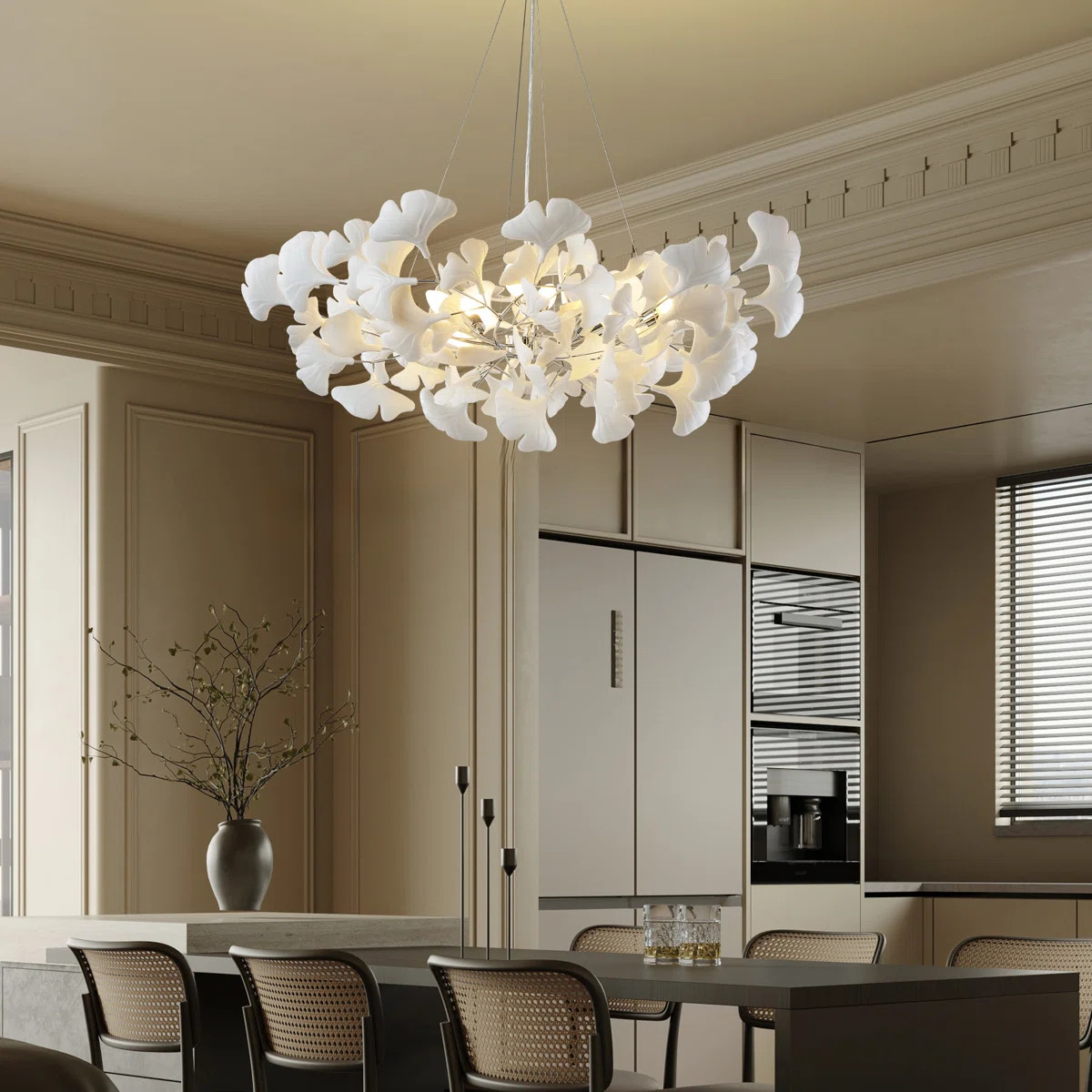 40 " 8-Light Ceramic Ginkgo Leaf Chandeliers | Wayfair North America