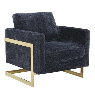 Lincoln Boucle Fabric Accent Armchair with Gold Stainless Steel Frame and Removable Cushion | Wayfair North America