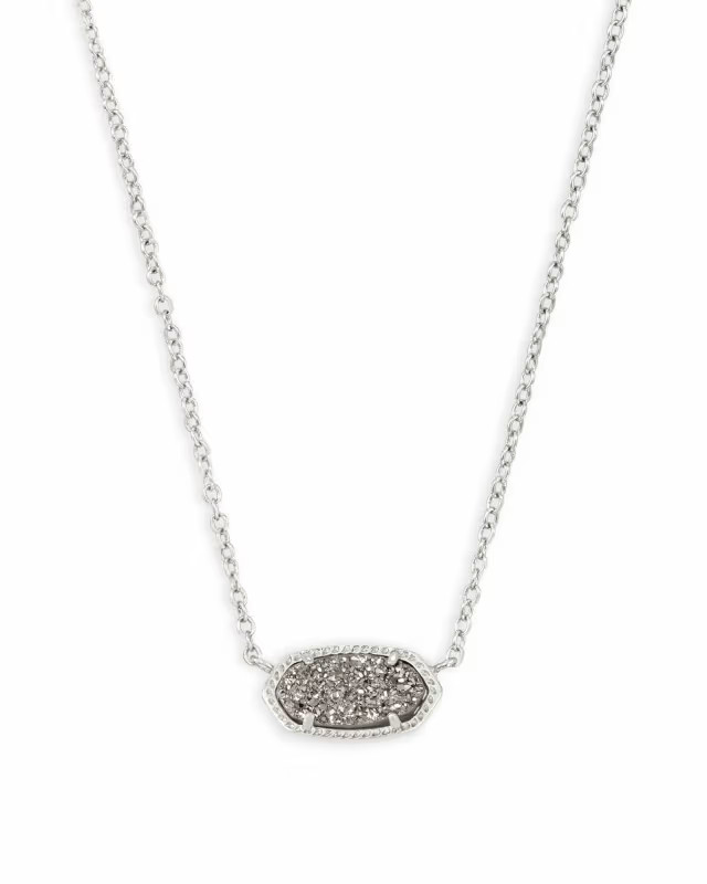 Elisa Silver Pendant Necklace in Platinum Drusy | Kendra Scott