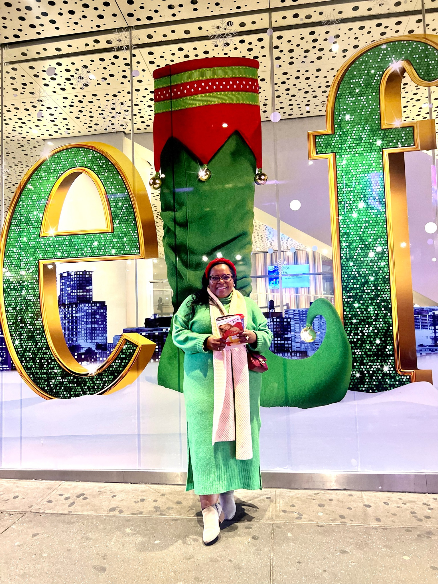 What I wore to see ELF on Broadway in NYC 🗽🍎 🎅🏾 10/10 recommend!! So glad Anthropologie brought this dress back! 💚 

#LTKHoliday #LTKStyleTip #LTKSeasonal
