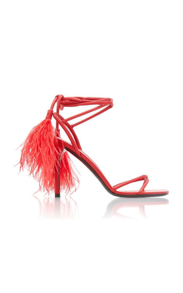 Valentino Garavani Upflair Feather-Embellished Leather Sandals | Moda Operandi (Global)