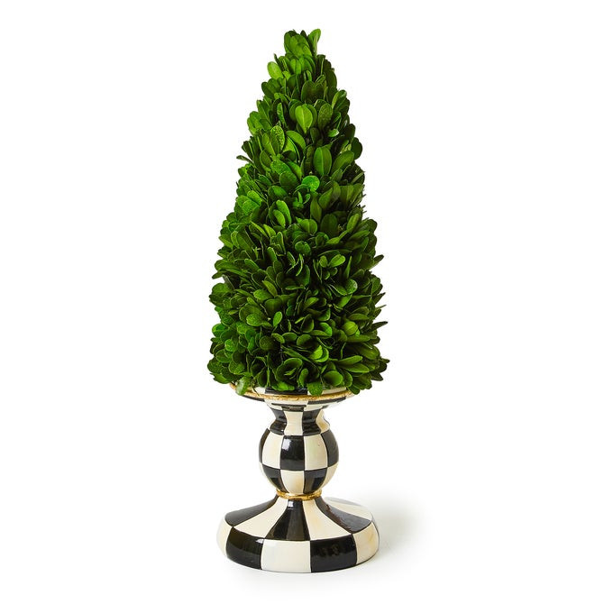 Courtly Check Small Pedestal Boxwood Tree | MacKenzie-Childs