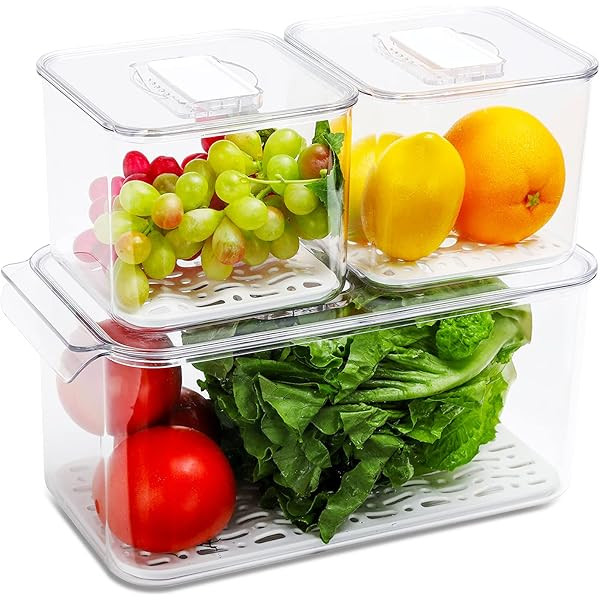 blitzlabs Fridge Food Storage Bin Produce Saver Containers, Stackable Organizer Bins Baskets with Li | Amazon (US)