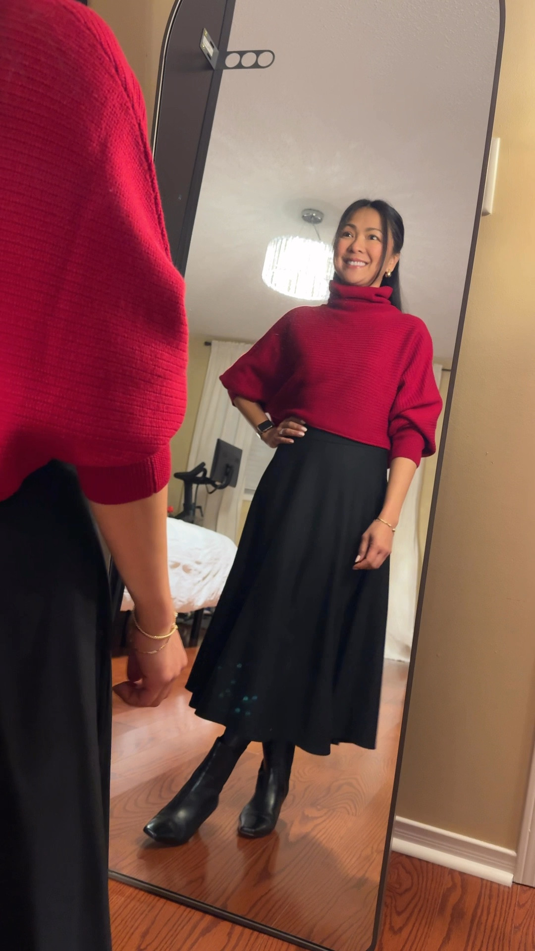 Black and red holiday outfit 
A-line skirt 

#LTKpartywear #LTKworkwear #LTKcanada