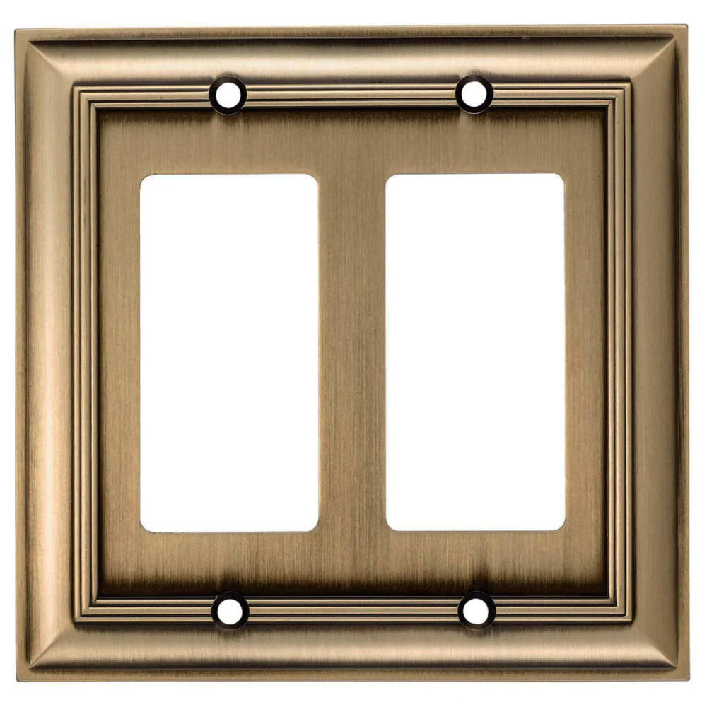 allen + roth Cosgrove 2 -Gang Aged brass Zinc Indoor Decorator Wall Plate in Gold | Z1768RR-ABH | Lowe's