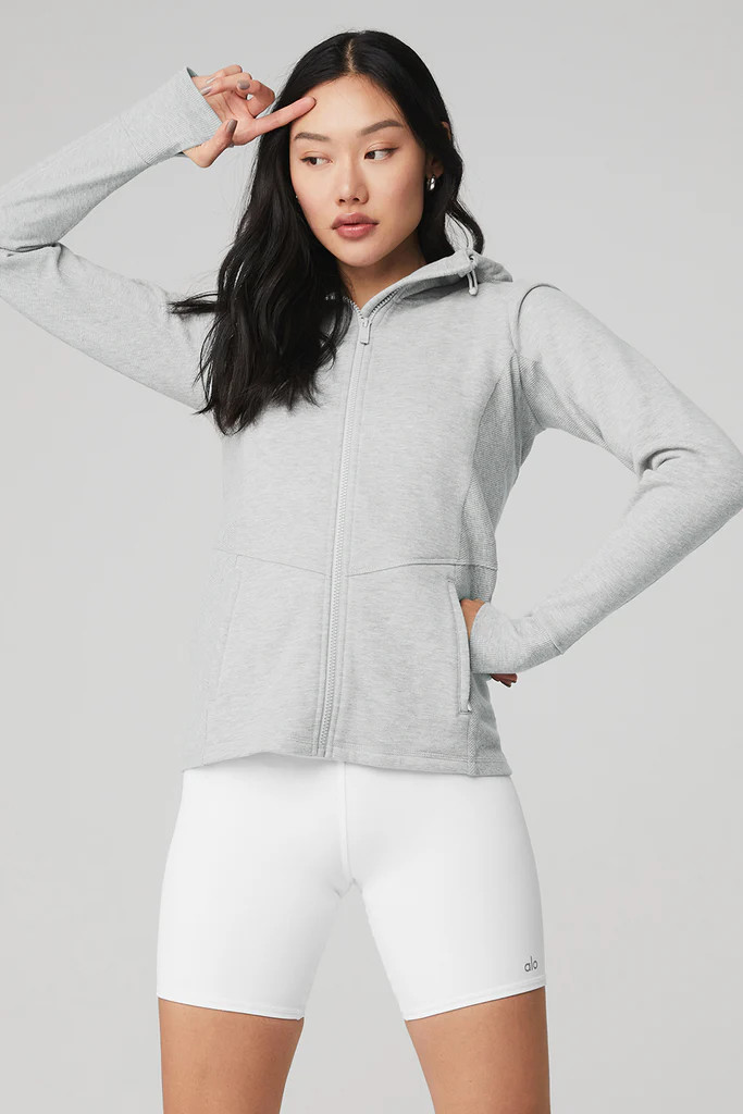 Foundation Zip Hoodie - Athletic Heather Grey | Alo Yoga (US)