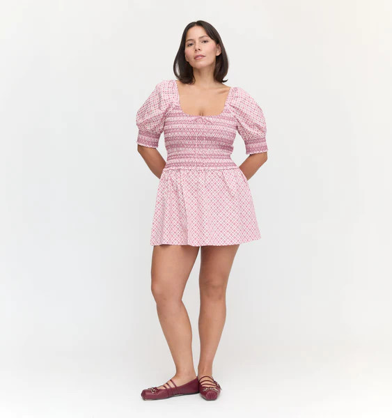 The Delphine Mini Nap Skirt - Rose Circular Lattice | Hill House Home US