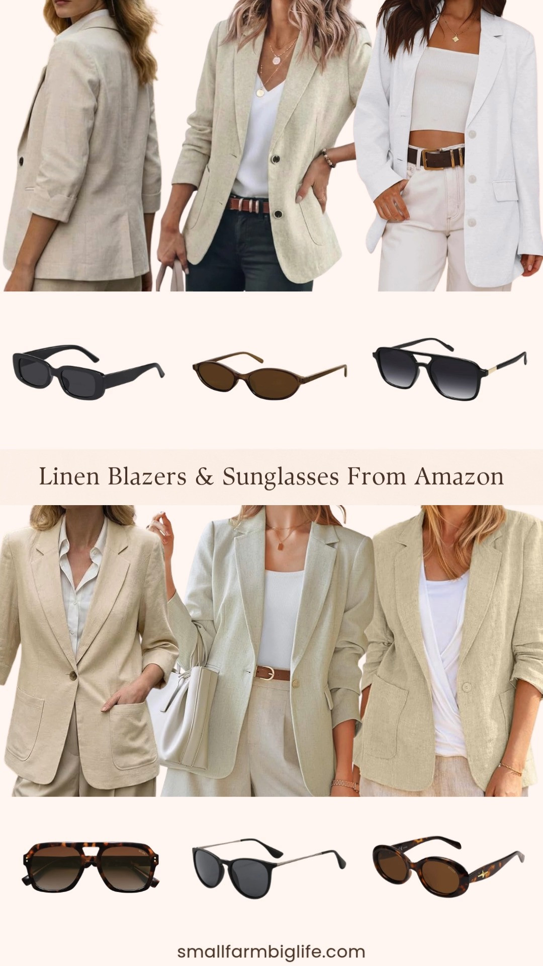 Linen blazers and a great pair of sunglasses are the two summer accessories that pull every outfit together and Amazon has the best options at amazing prices right now! From classic beige and white linen blazers in 3/4 sleeve and long sleeve styles to retro oval sunglasses, thick aviators, vintage round frames, and classic square styles in tortoiseshell and black, these are the effortless finishing pieces that elevate any summer look instantly. Linking all my favorites below! 

 #LTKootd #LTKOver40 #LTKWorkwear
