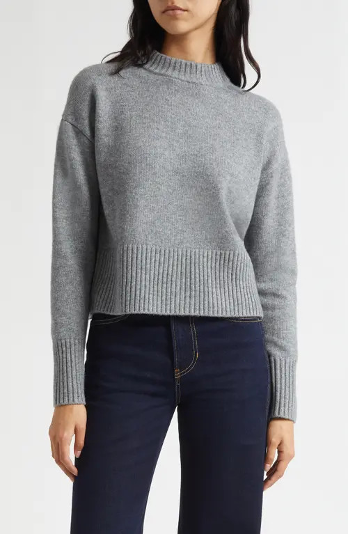 Veronica Beard Andi Mock Neck Merino Wool & Cashmere Sweater in Medium Heather Grey at Nordstrom, Size X-Large | Nordstrom