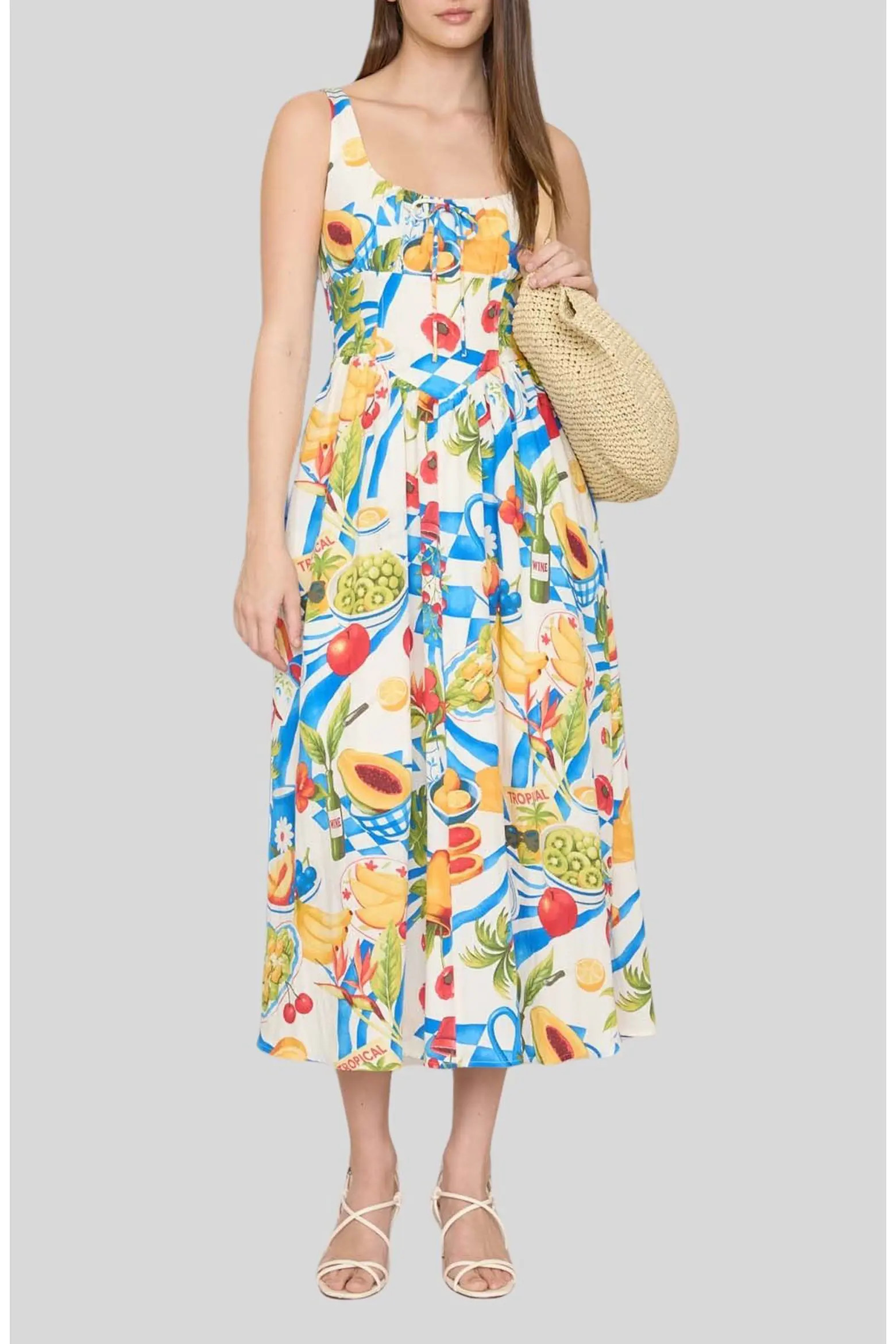 Blu Pepper Fruit Print Corset Midi Sundress (Women) | Nordstromrack | Nordstrom Rack