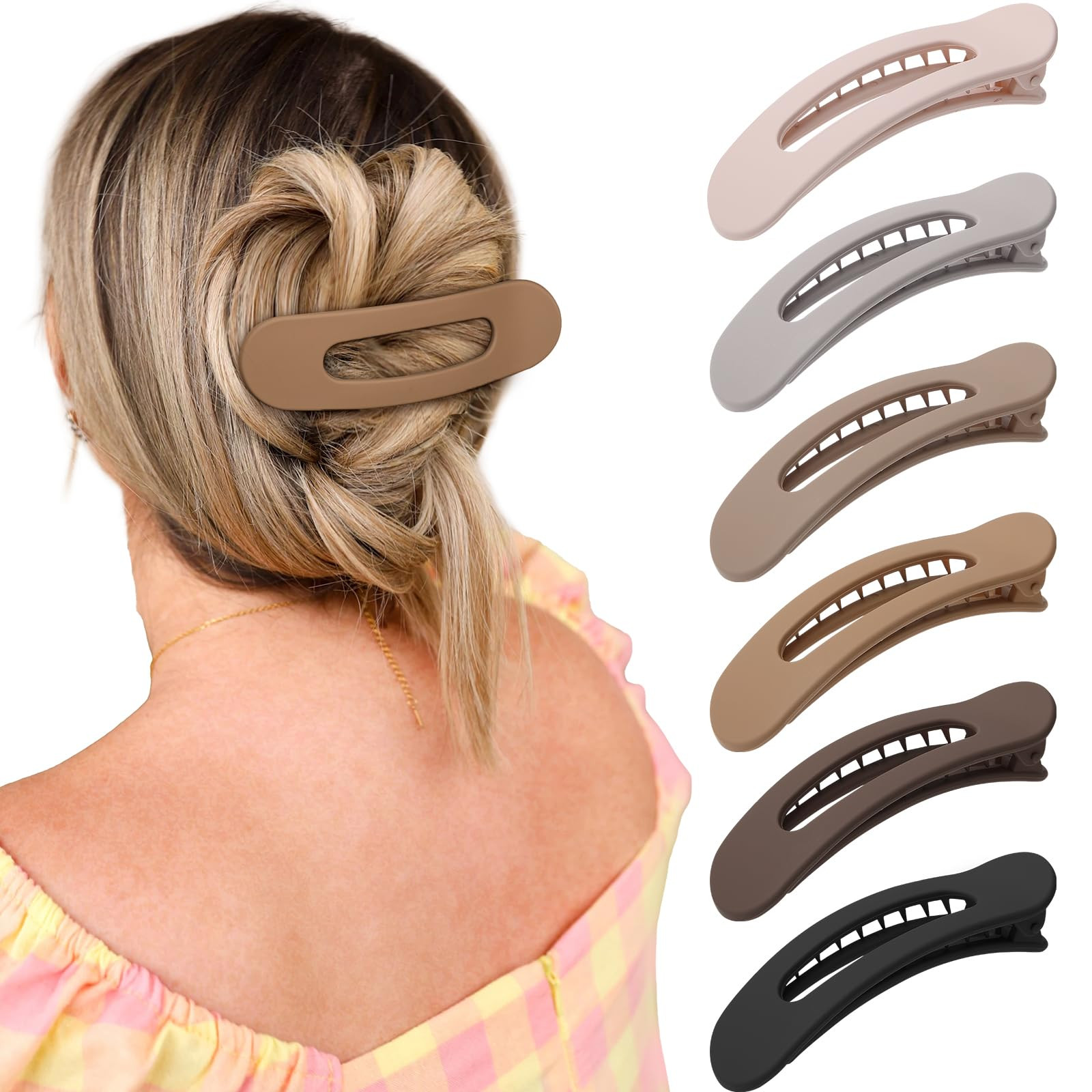 French Concord No Slip Hair Clips - 6PCS Curved Volume Strong Hold Clips for Women Girls (Matt Me... | Amazon (US)