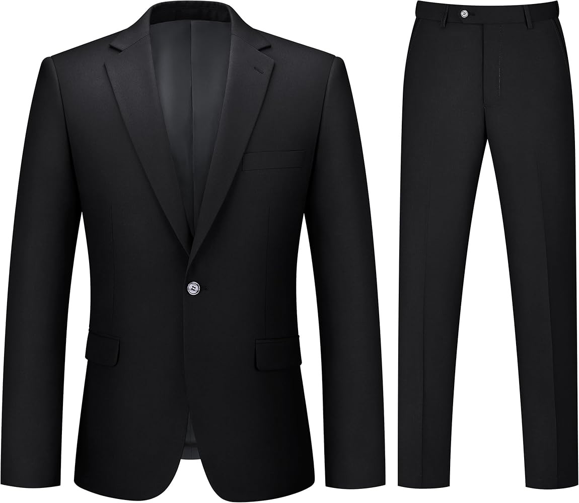 Mens Suit 2 Piece Suits for Men One Button Slim Fit Solid Jacket & Pant Tuxedo Set Business Weddi... | Amazon (US)