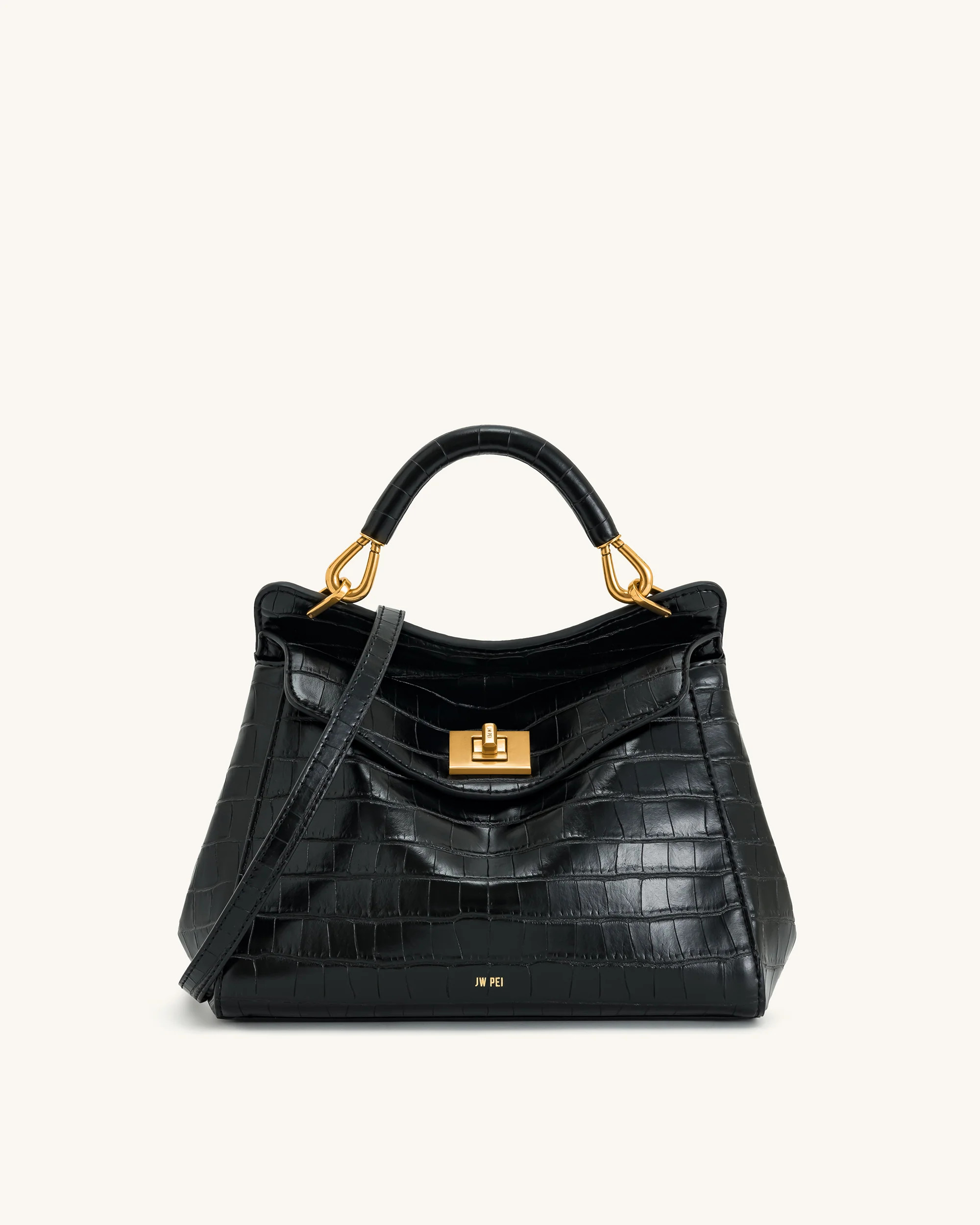 Lucia Classic Top Handbag - Black Croc | JW PEI US