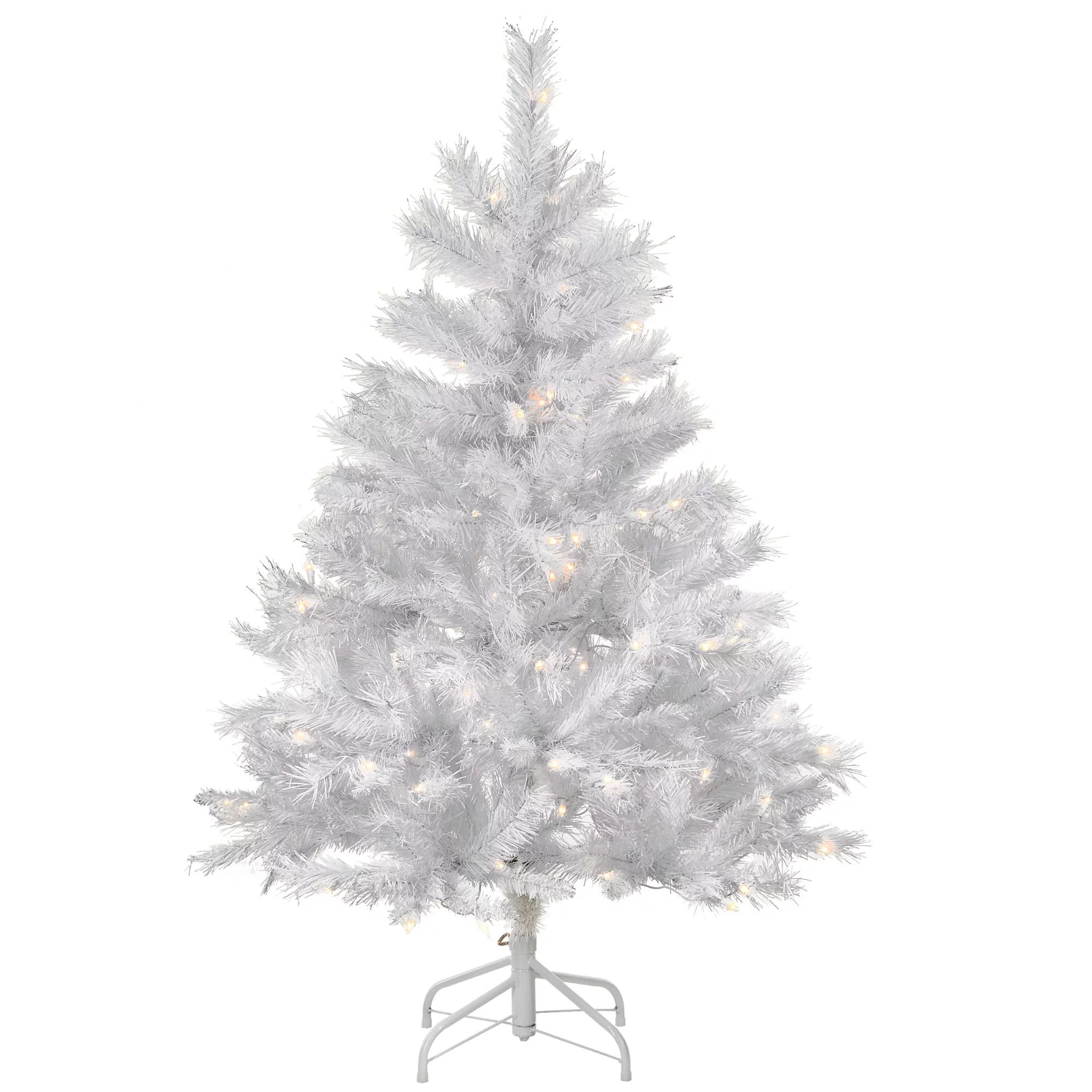 4.5' Pre-Lit White Medium Winchester Pine Artificial Christmas Tree - Clear Lights | Walmart (US)