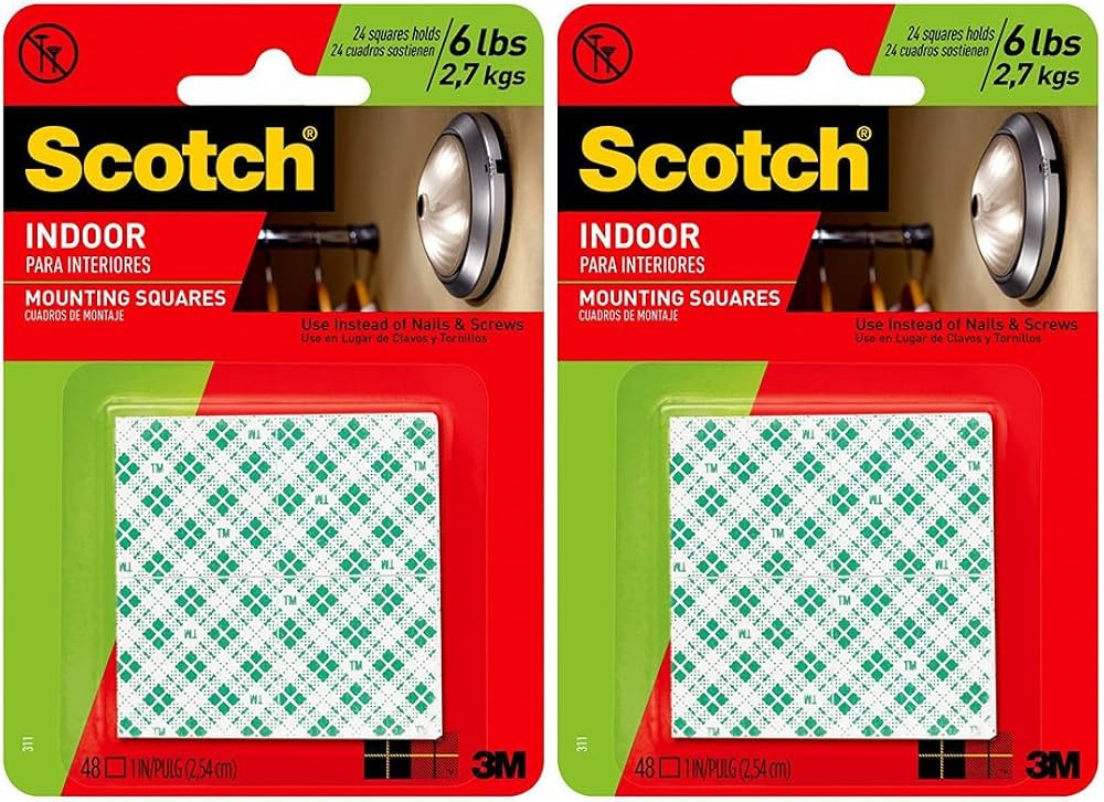 3M Scotch 311DC Heavy Duty 1-Inch Mounting Squares, 48 Squares (2 Sets) | Amazon (US)