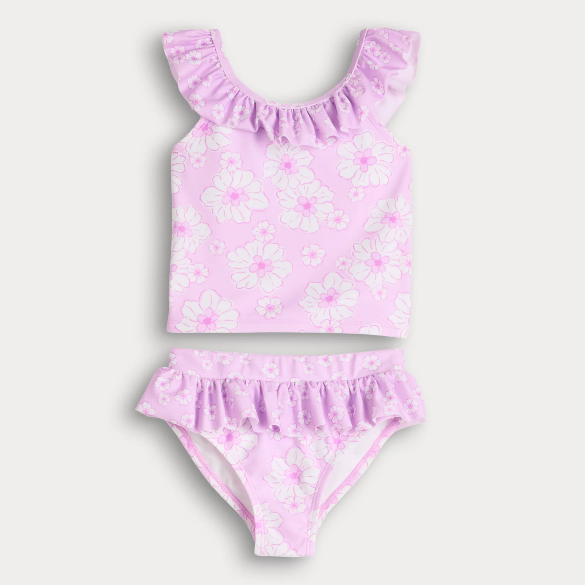 Baby & Toddler Girl Jumping Beans® 2-pc. Ruffle Neck Tankini Swim Top & Swim Bottoms Set | Kohl's