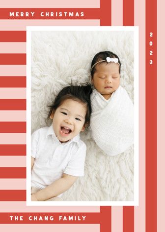"Candy Stripes" - Customizable Holiday Photo Cards in Red by Kelly Ambrose. | Minted
