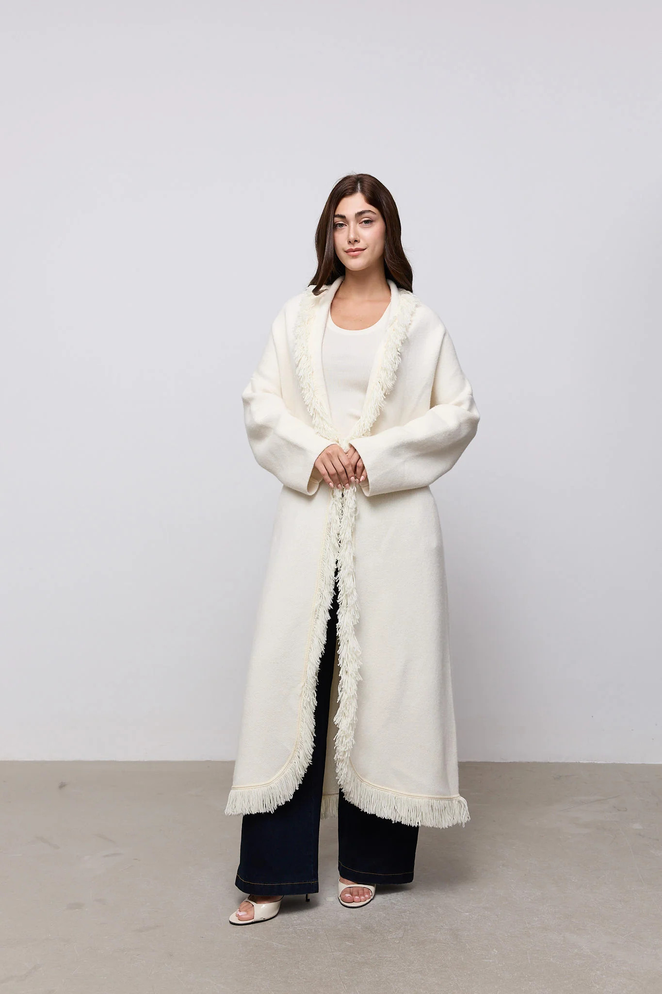 Long Line Wool Fringe Cardigan | Odd Muse