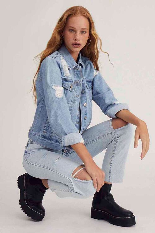 Distressed Boyfriend Denim Jacket | Forever 21 (US)