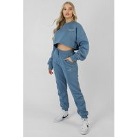 Be Your Own Muse Wave Print Cropped Sweatshirt Blue | Public Desire (US & CA)