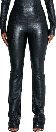 Croc Embossed Faux Leather Bootcut Pants | Nordstrom