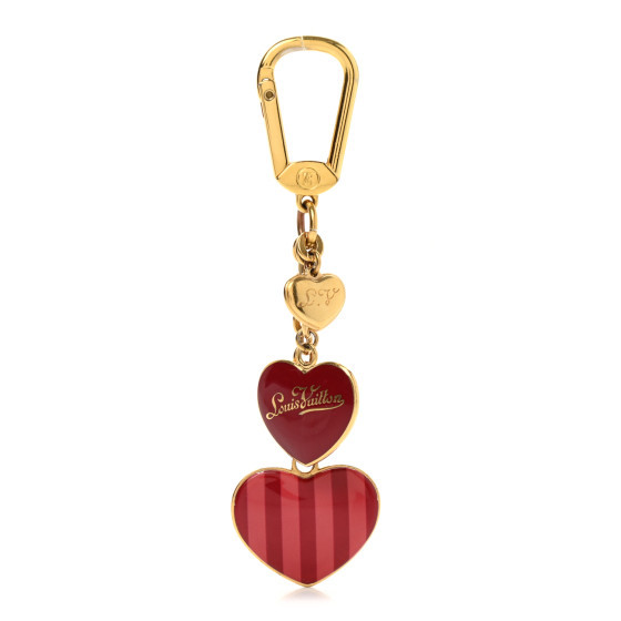 LOUIS VUITTON Rayures Coeur Bag Charm Key Holder Pomme D'Amour | FASHIONPHILE (US)