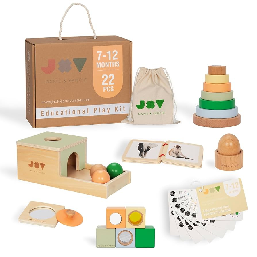 Jackie & Vancie Montessori Toys for 1 Year Old, Sensory Playkit 6 in 1 Wooden Learning Toys with ... | Amazon (US)