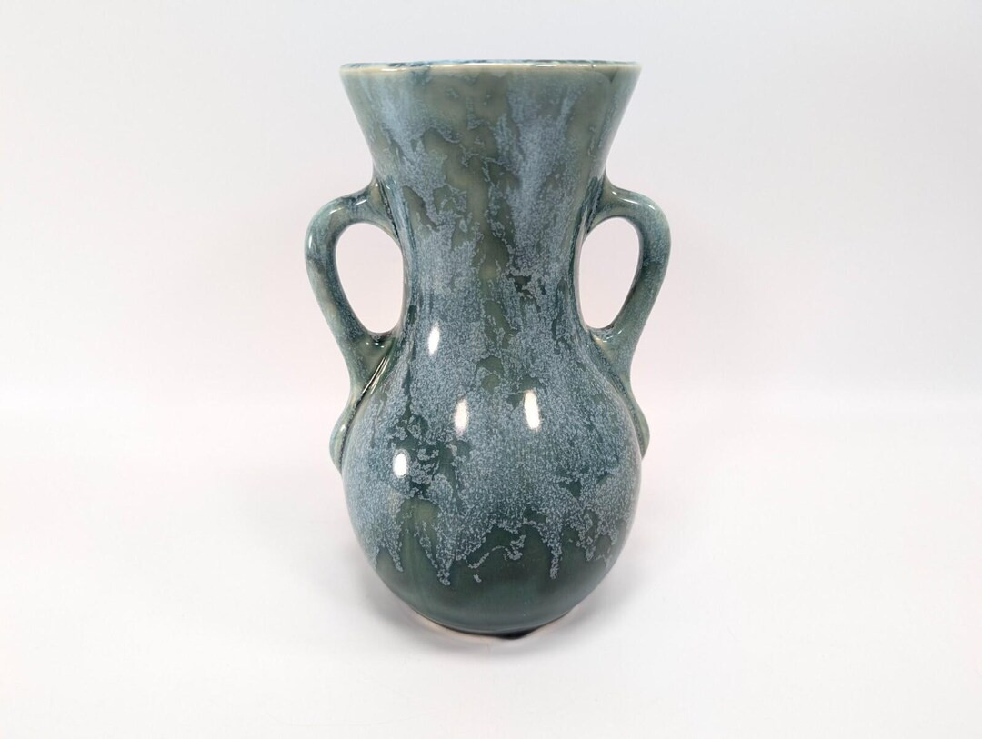 Vintage Brush Mccoy 82 Teal Green Vase USA Double Handled Art Deco - Etsy | Etsy (US)