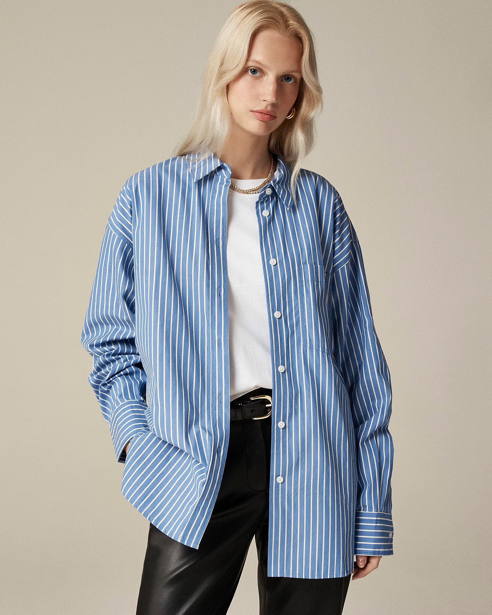 &Eacute;tienne oversized shirt in striped cotton poplin | J. Crew US