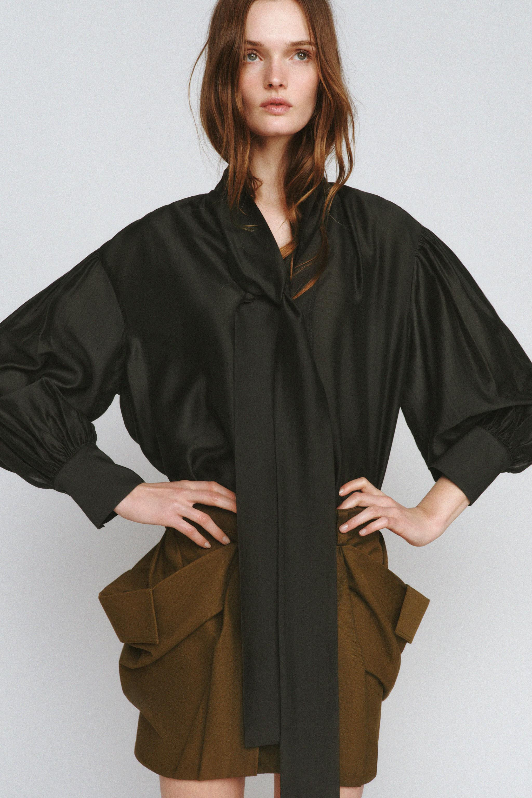 ZW COLLECTION SATIN SHIRT WITH TIES | Zara UK