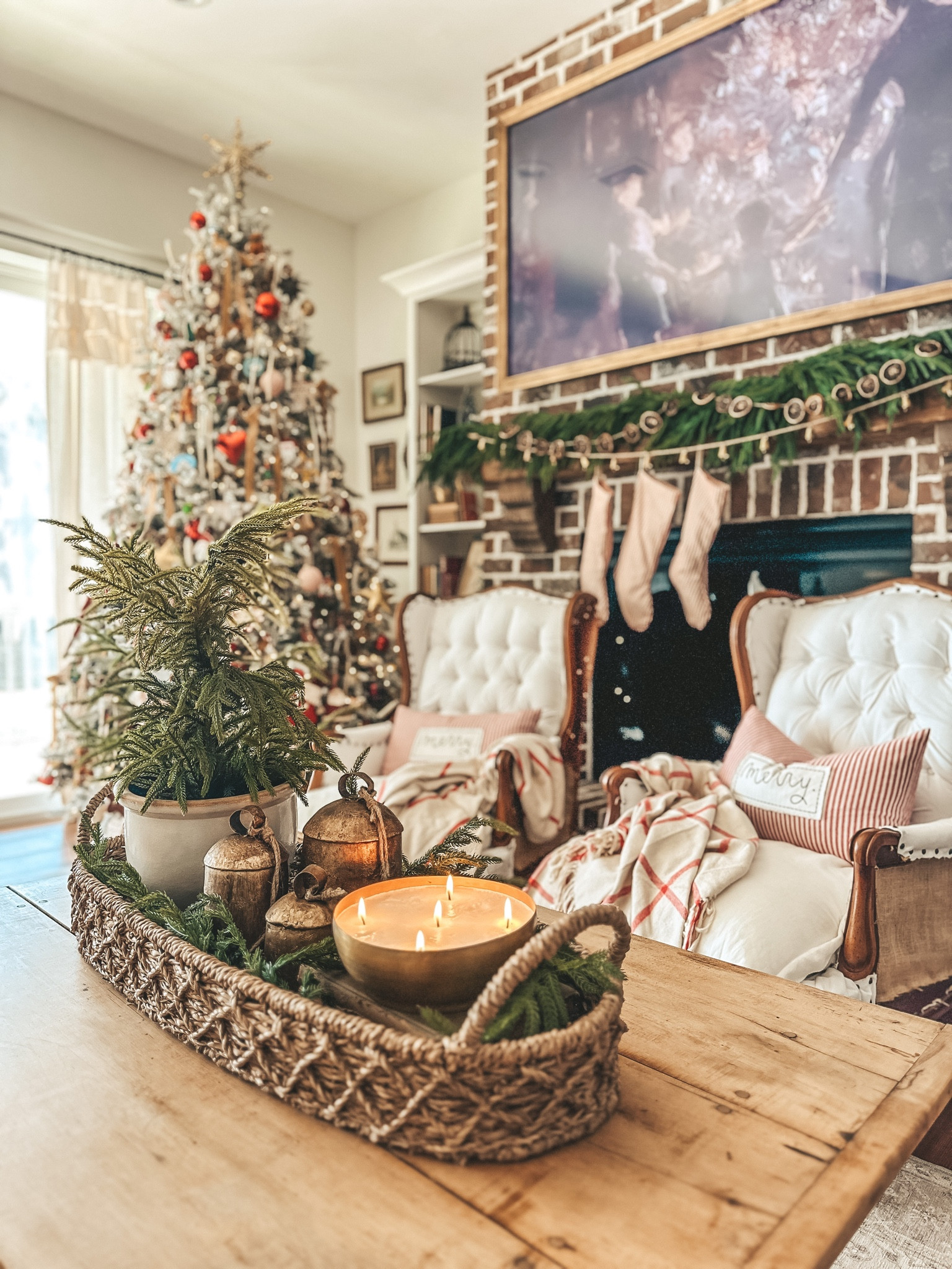 Farmhouse Christmas coffee table, living room decor, mantel styling

#LTKHoliday #LTKhome #LTKSeasonal