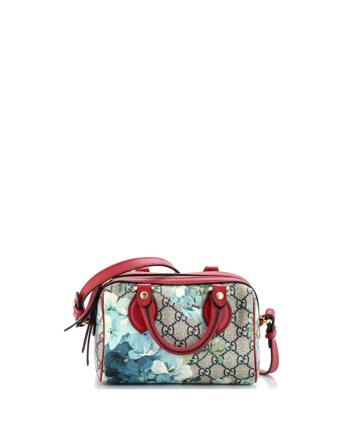 Pre-Owned Gucci Nano Convertible Boston Bag Blooms Print Gg Coated Canvas - Light blue | Macy's