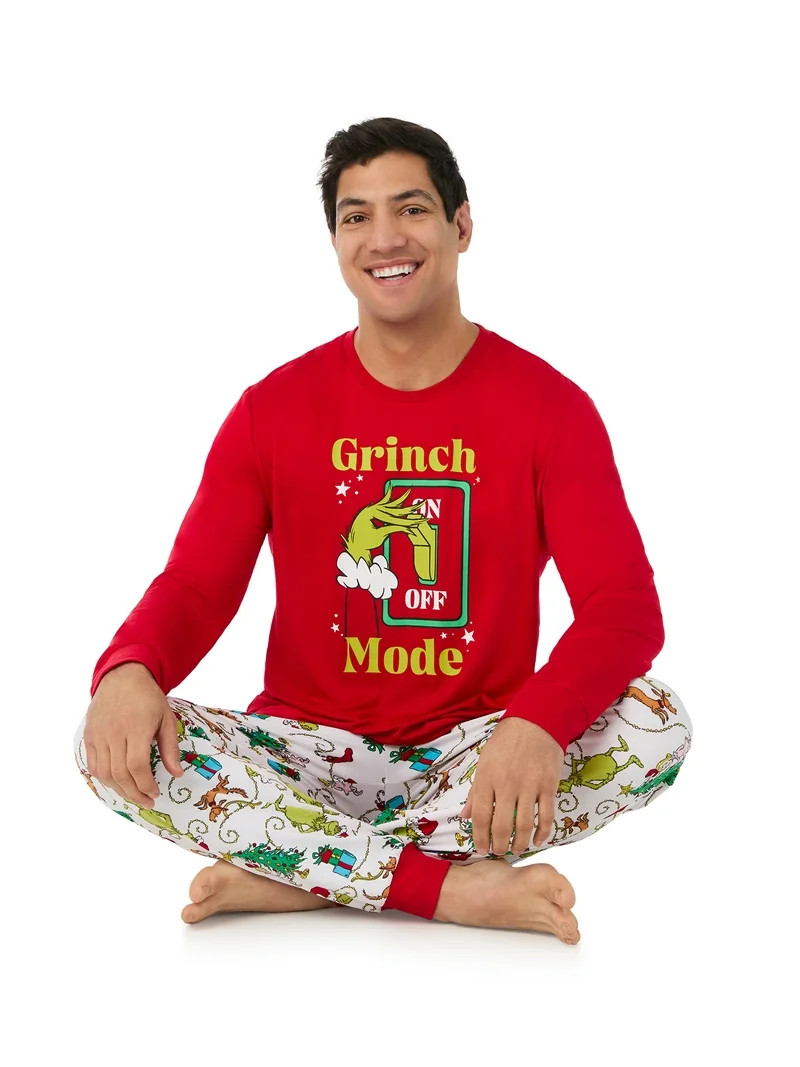 Dr. Seuss Grinch Men's Matching Family Pajamas Top and Pants Set, 2-Piece, Sizes S-3XL | Walmart (US)