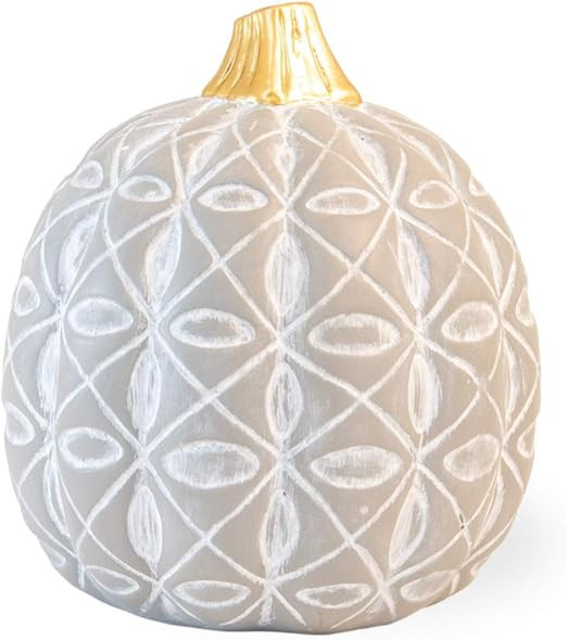 Boston International Decorative Pumpkin Figurine, 5.5 x 7 in, Grey Diamond Flower | Amazon (US)