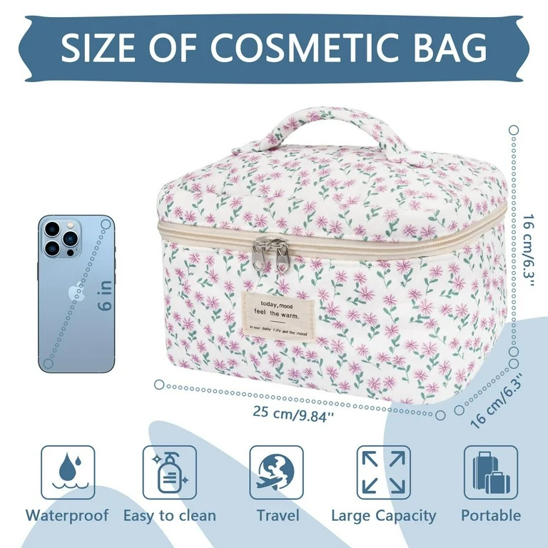 Soda Candy Large Makeup Bag Cotton Cosmetic Bags for Travel Cute Floral Coquette Aesthetic Toilet... | Walmart (US)