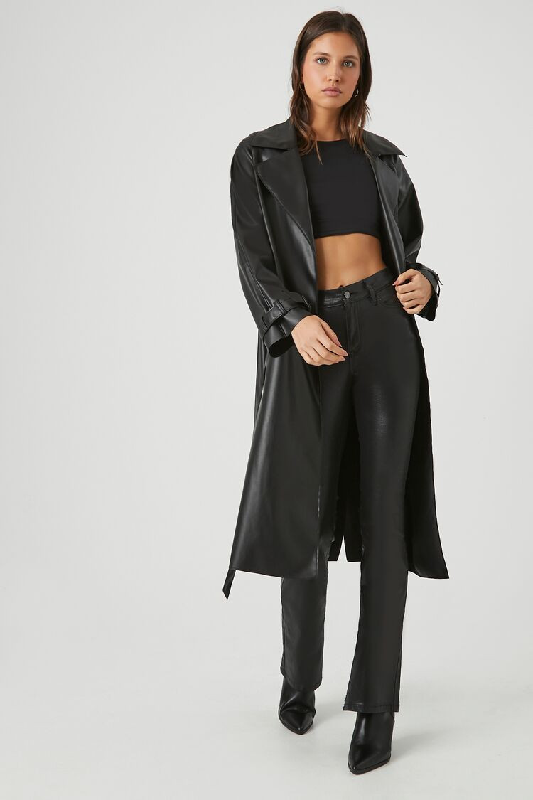 Faux Leather Trench Coat | Forever 21 | Forever 21 (US)