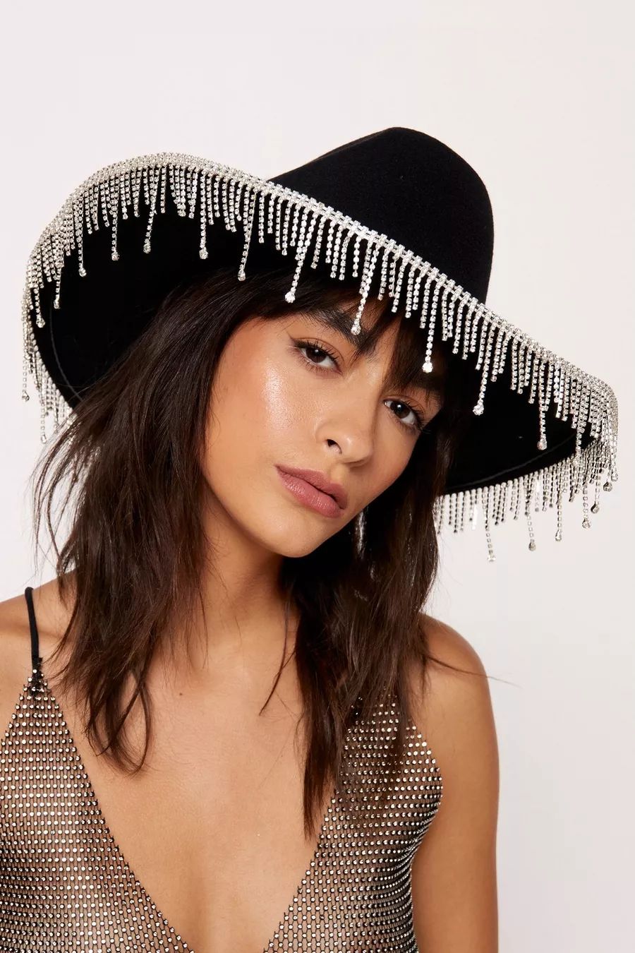 Diamate Double Fringe Embellished Cowboy Hat | Nasty Gal US