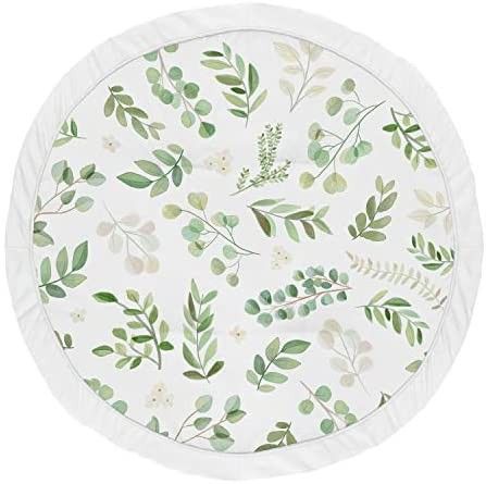 Sweet Jojo Designs Floral Leaf Girl Baby Playmat Tummy Time Infant Play Mat - Green and White Boho W | Amazon (US)