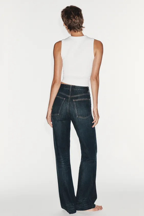 Model height: 179 cmHIGH-WAIST - WIDE-LEG - FULL LENGTHHigh-waist five-pocket jeans. Full-length ... | Zara IT