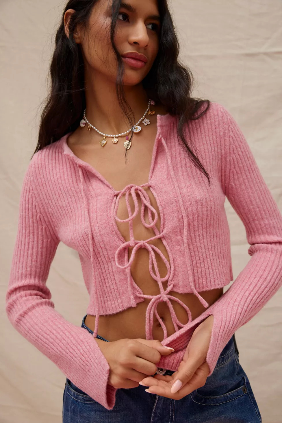 Kimchi Blue Jane Bow Tie-Front Cardigan | Urban Outfitters (US and RoW)