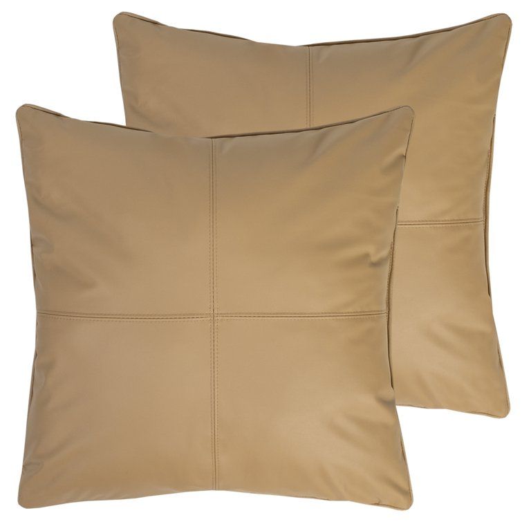 Carson Faux Leather Decorative Throw Pillow Pair 18"x18" - Walmart.com | Walmart (US)