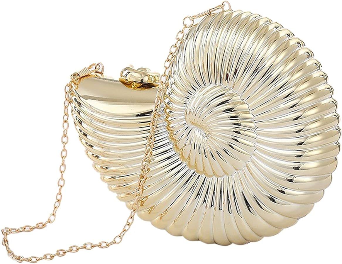 QZUnique Conch Shoulder Handbag Novelty Chain Strap Purse Acrylic Fashion Crossbody Evening Bag C... | Amazon (US)