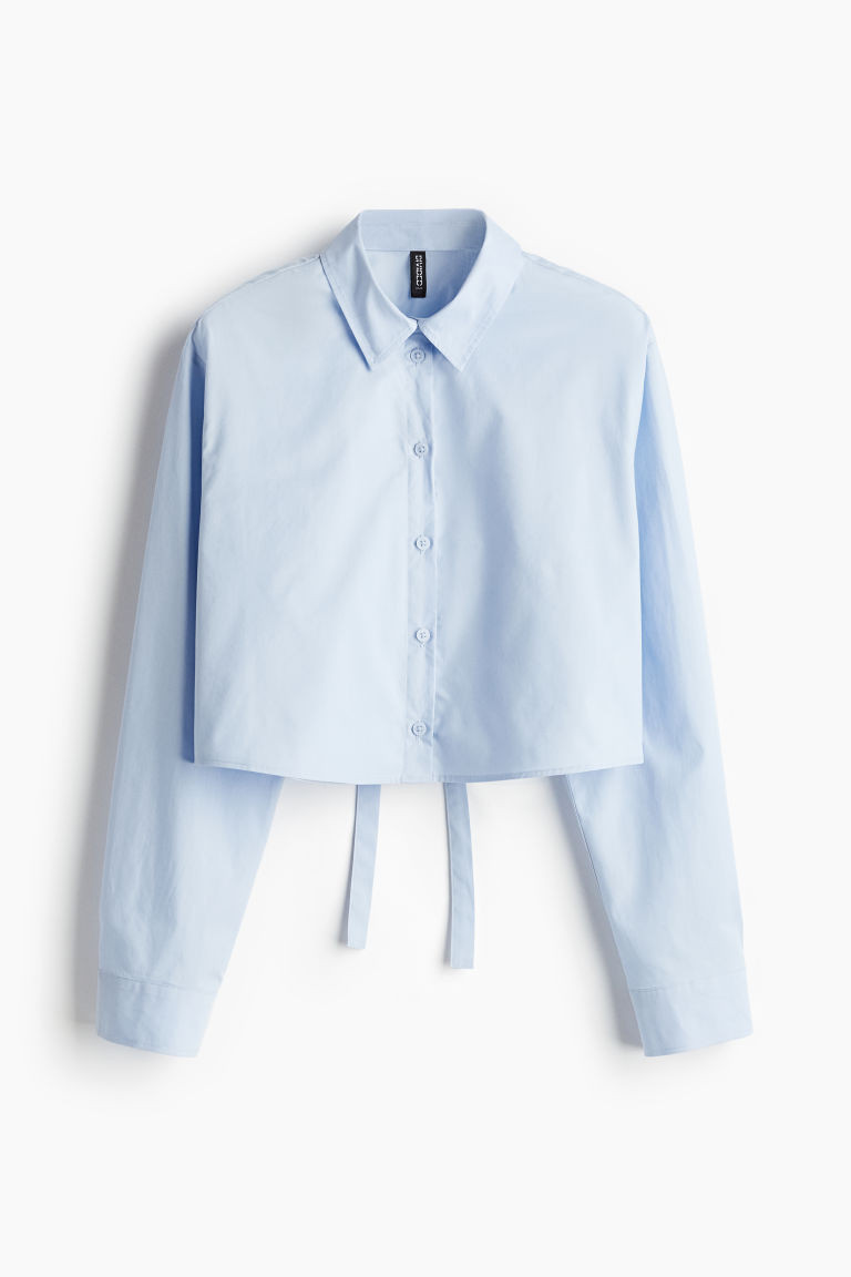 H & M - Tie-Detail Crop Top - Blue | H&M (US + CA)