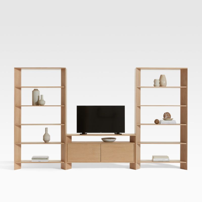 Terrazza 2-Door 52" Media Console/TV Stand with Storage & 2 Bookcases | Crate & Barrel | Crate & Barrel