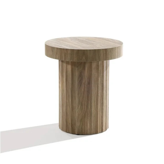LuxenHome Wood Round Side Table, Natural Oak Finish Fluted Small Accent End Table, Mid Century Mo... | Walmart (US)