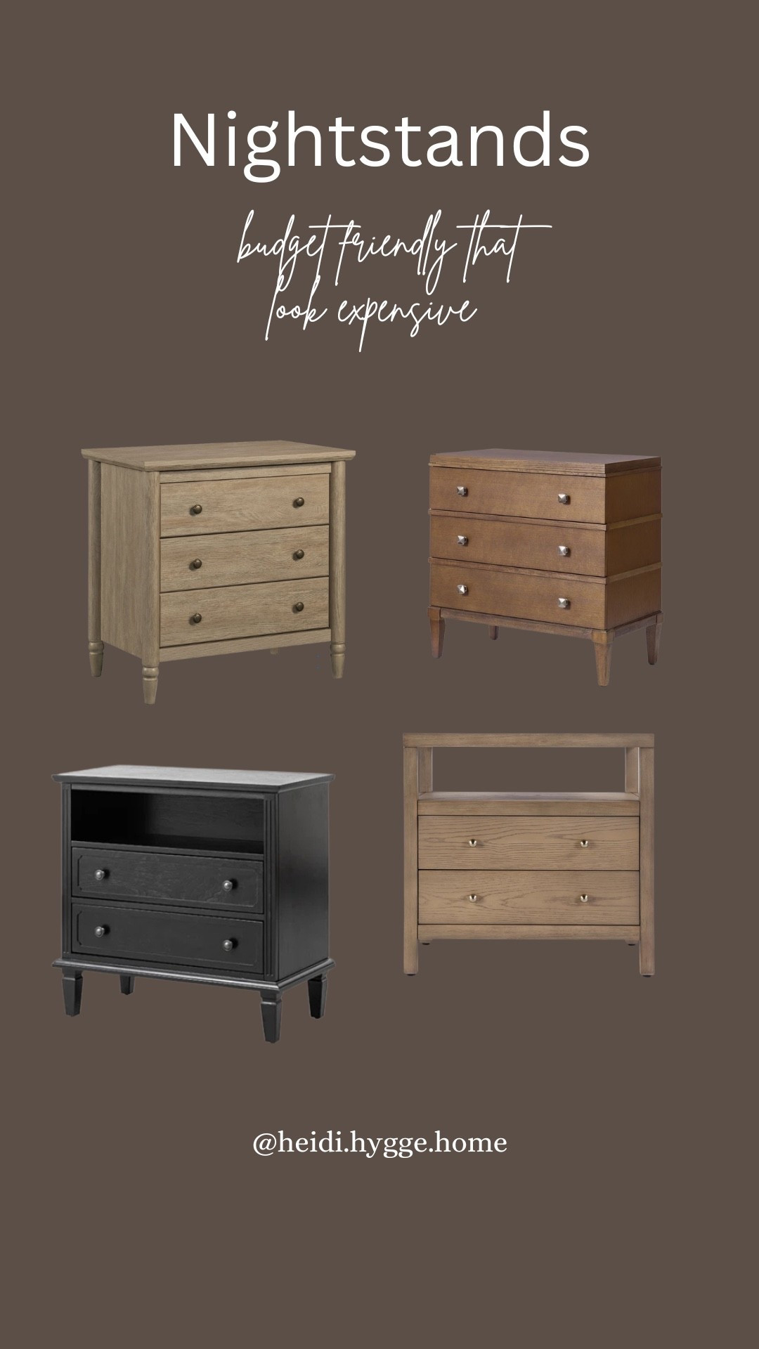 Beautiful solid nightstands that look expensive but are budget friendly! Natural. Walnut. Black. Tall and wide. Bedroom. Dresser. Wood. 

#LTKSaleAlert #LTKHome #LTKOver40